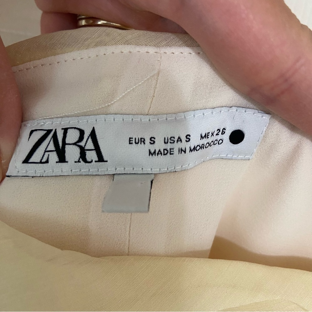 Zara Soft Yellow Ruched Bodice Midi Dress - Picture 7 of 11